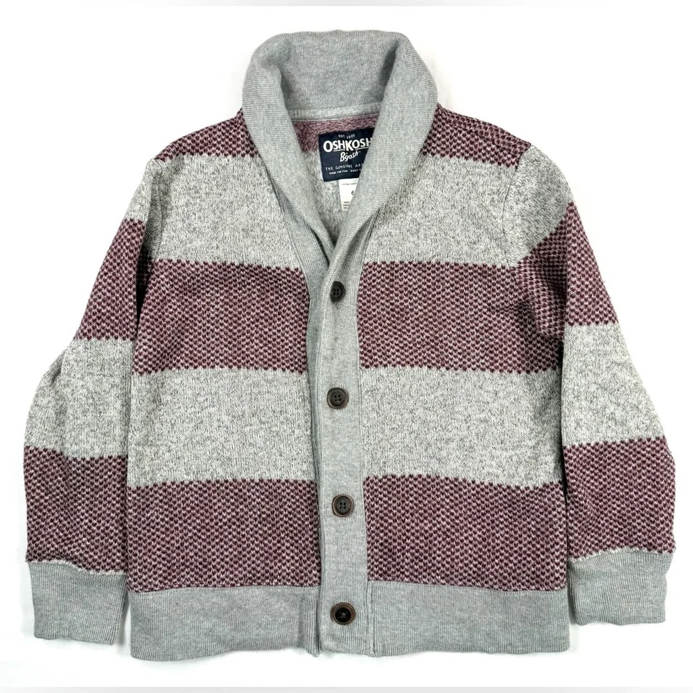 OSHKOSH B’GOSH Boys’ Grandpacore Shawl Collar Knit Cardigan Sweater Size 6